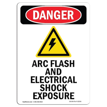 Signmission Safety Sign, OSHA Danger, 24" Height, Rigid Plastic, ARC Flash And Electrical, Portrait OS-DS-P-1824-V-2236